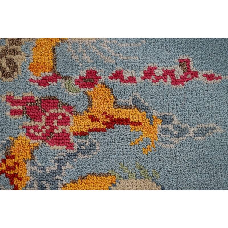 Hand Knotted Oriental 100% Wool Carpet Traditional Bordered Navy Blue & Blues Art Deco Area Rug - 3' 0'' X 2' 0''