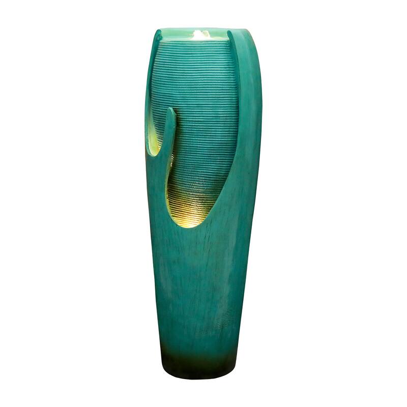 38.7-Inch H Outdoor Vase Water Fountain w/LED Light for Yard Art Decor