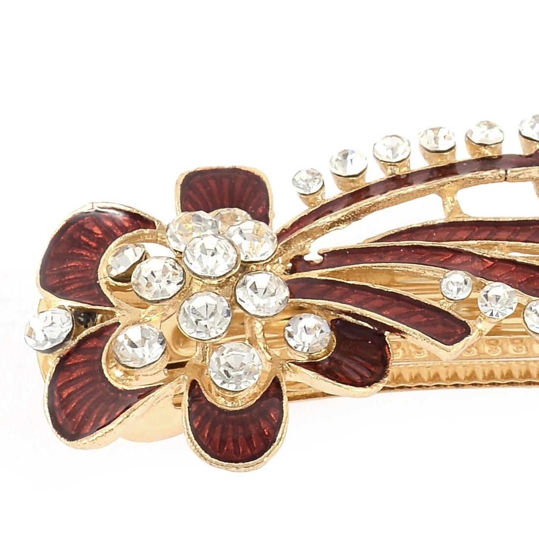 Shop Women Plastic Crystal Inlaid Floral Design French Hair Pin