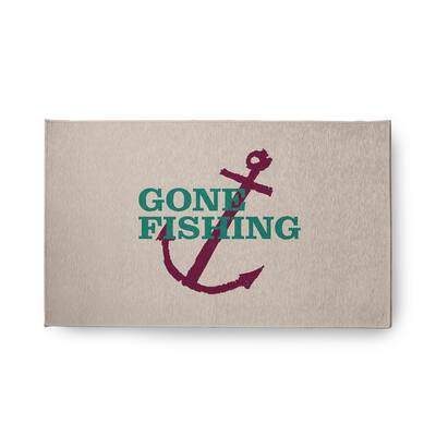 Gone Fishing Beach Style Chenille Area Rug