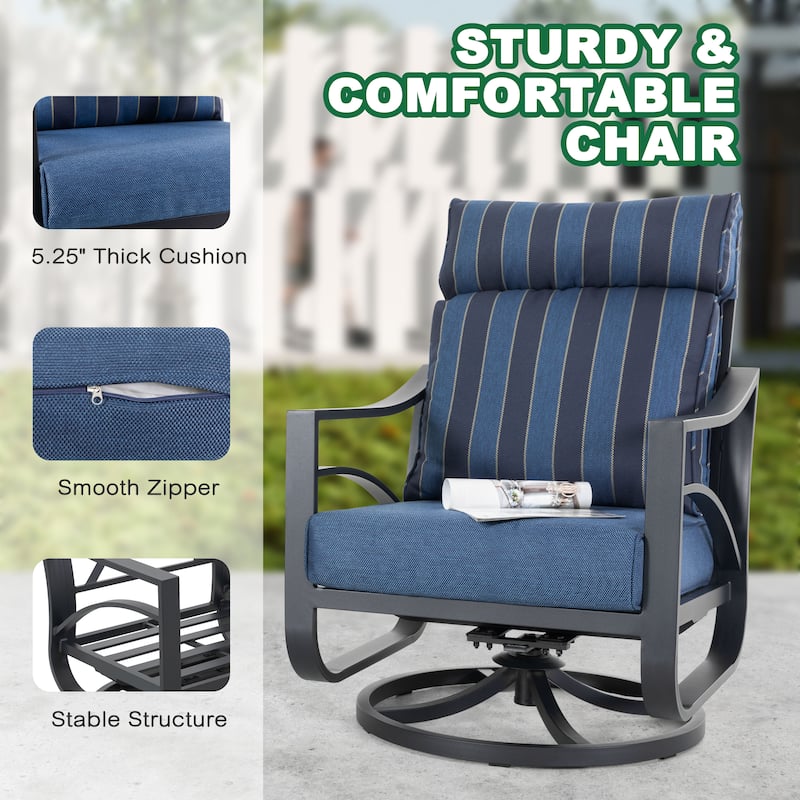 2-Piece Swivel Rocking Sofa Chairs with 5.2” Thick Cushions