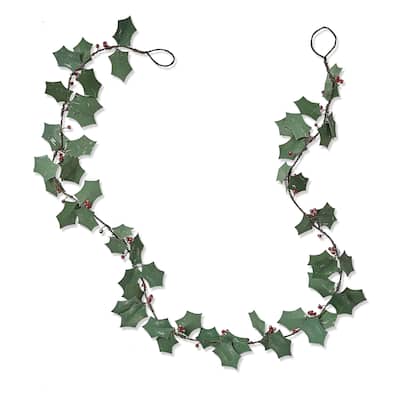 Holly & Berry Decorative Garland 51in Multicolor Wall Decor for Christmas Indoor Use