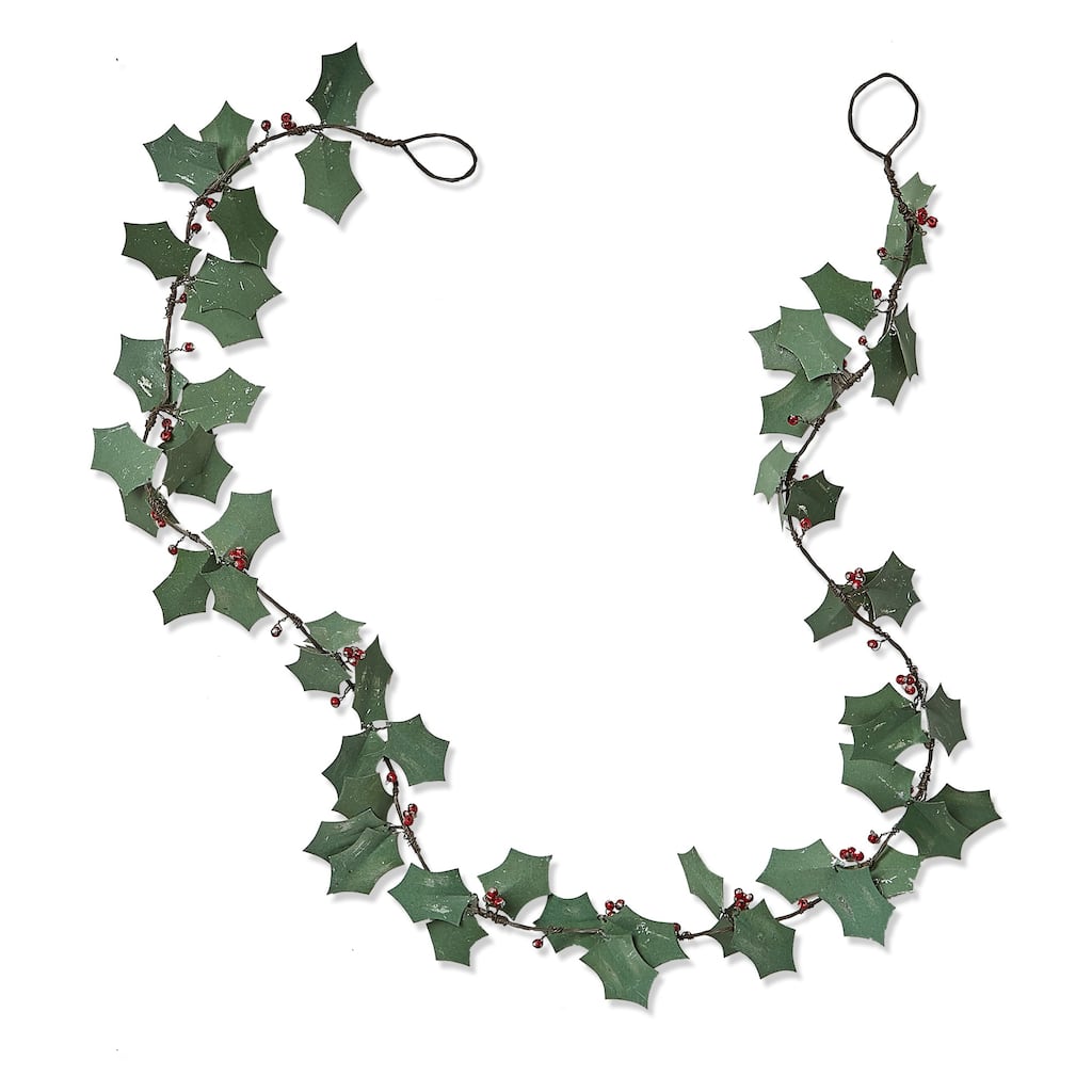 Holly & Berry Decorative Garland 51in Multicolor Wall Decor for Christmas Indoor Use