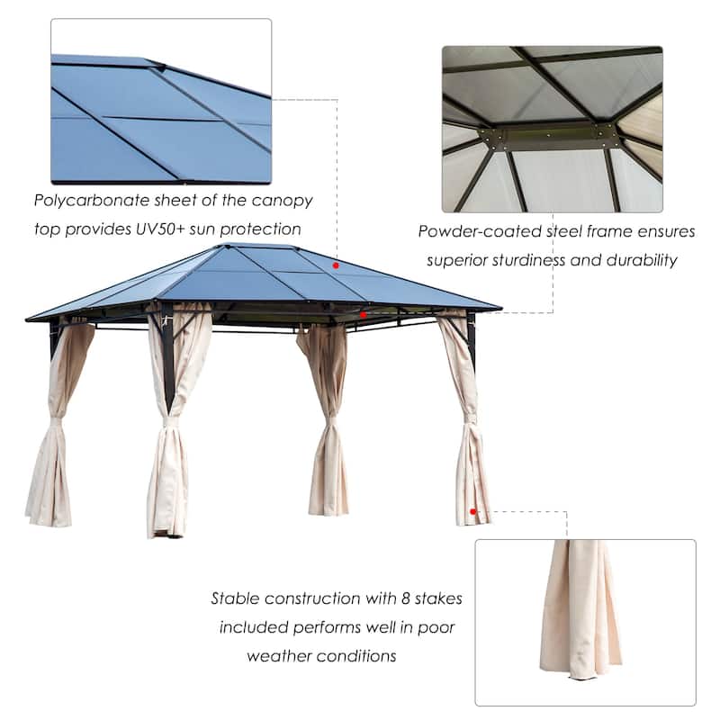 Outsunny Outdoor Steel Hardtop Party Gazebo Tent Canopy Cover