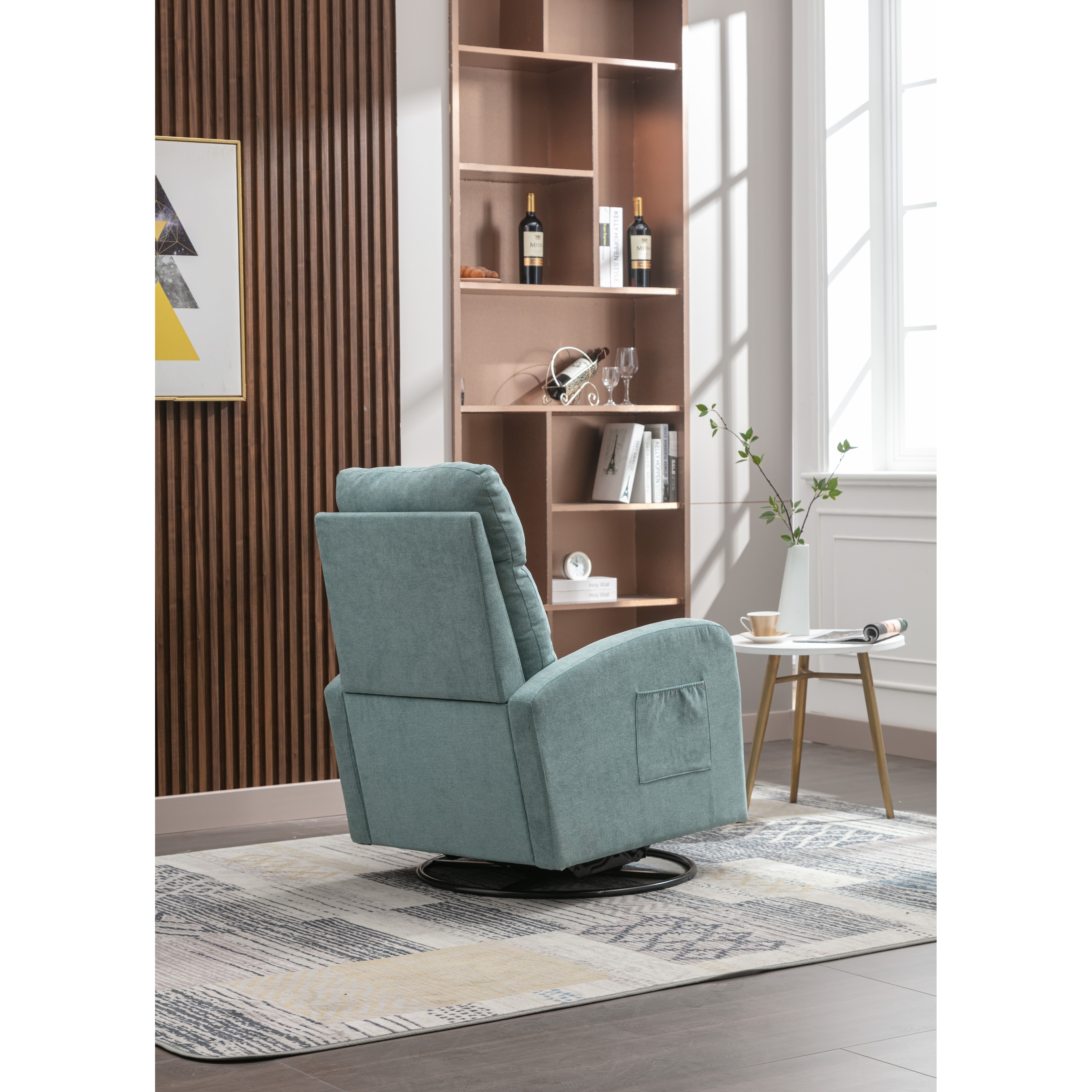 Upholstered top swivel glider