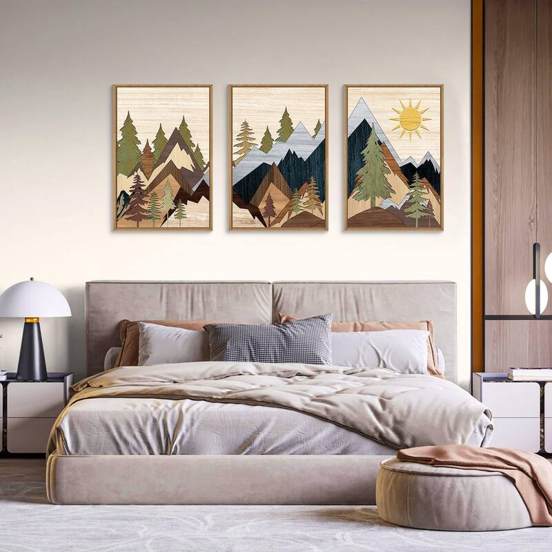 Nature Wilderness Illustration Wall Decor, Woodcut Forest