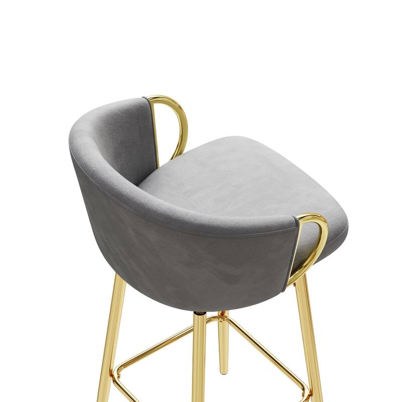 Counter Height Chairs Set of 2, Velvet Upholstered Kitchen Island Chair with Back, Dining Chairs with Metal Legs
