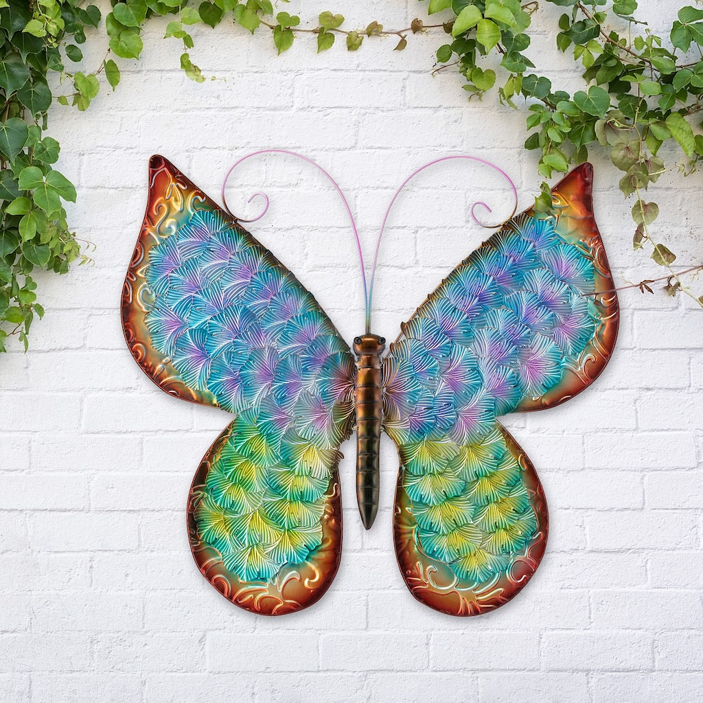 Glitzhome 20"L Metal Butterfly Wall Décor