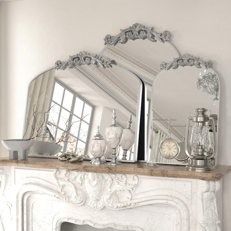 Baroque Ornate Metal Arch Mirror - 19W * 30H Inches