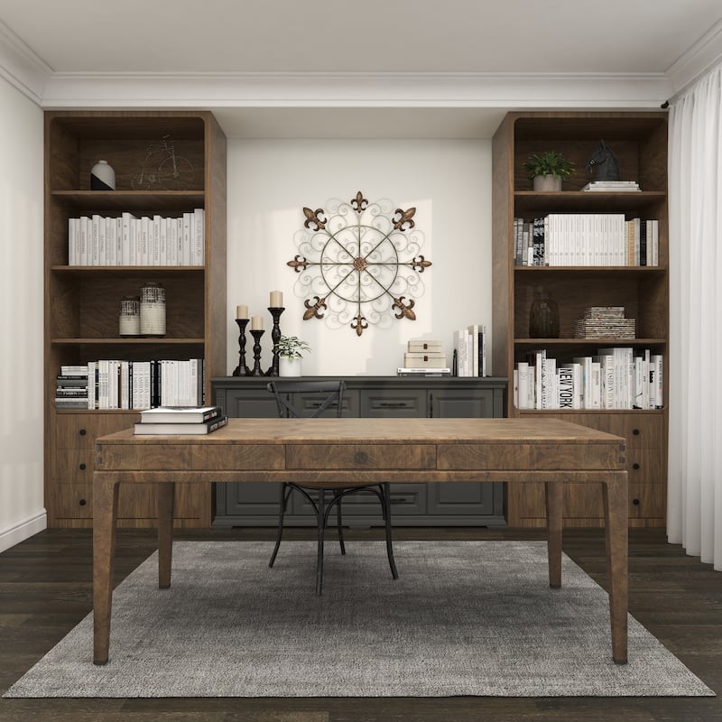 Brown Metal Medallion Fleur De Lis Home Wall Decor with Detailed Scrollwork