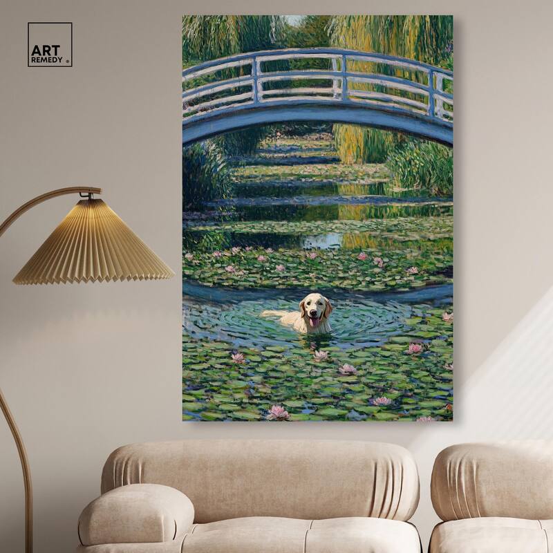 The Pond Under the Bridge Canvas by Art Remedy, Gallery Wrapped