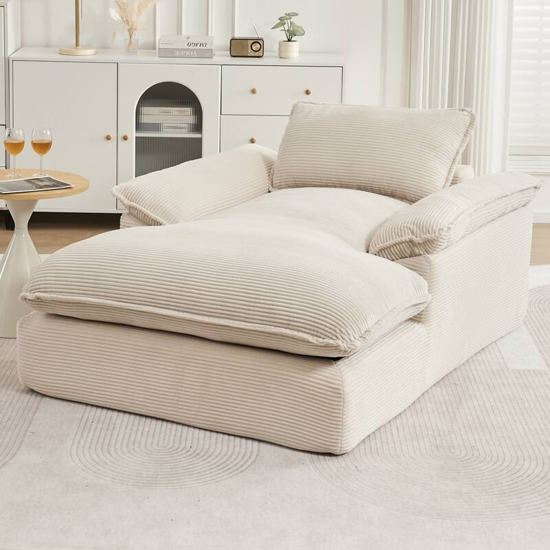 Oversized Single Chaise Lounge Sofa Armchair for Living Room, Corduroy Upholstered Accent Reading Chair Lounge Chair