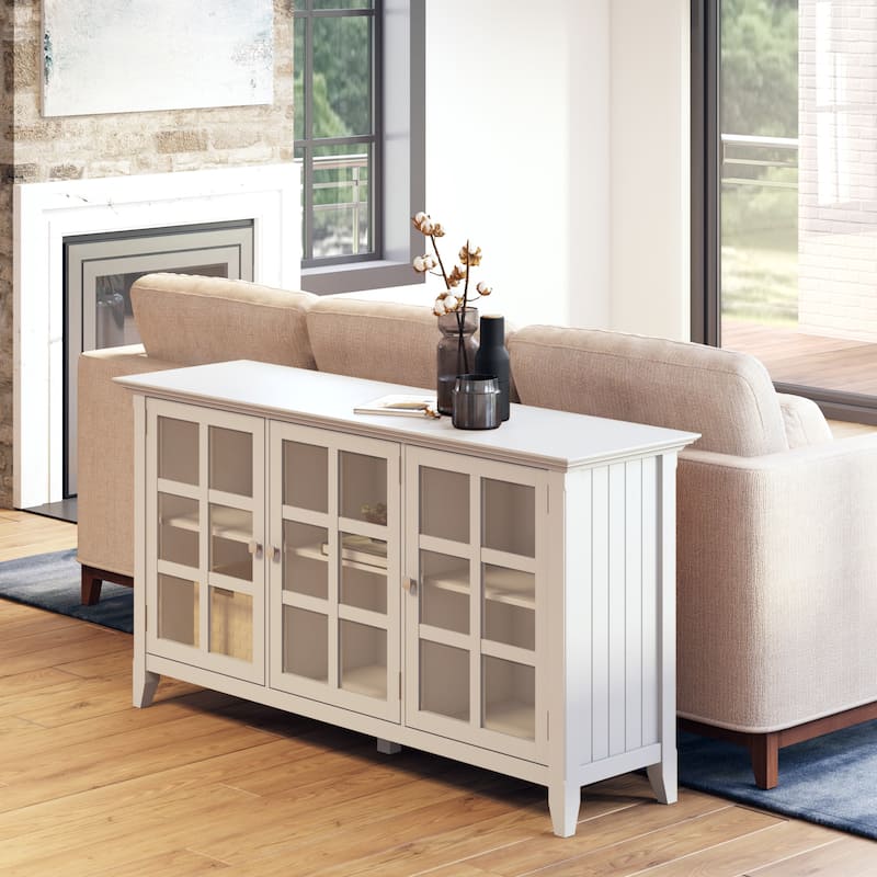 WYNDENHALL Normandy SOLID WOOD 62 inch Wide Transitional Wide Storage Cabinet - 62"w x 18"d x 34" h - White