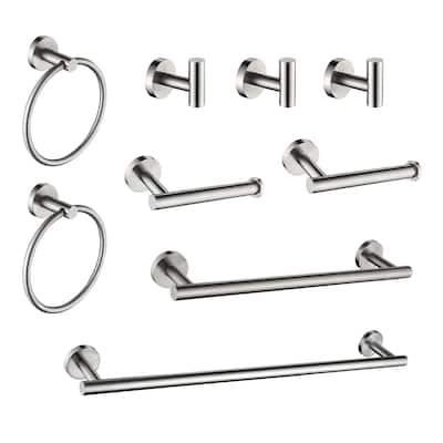 9-PCS Stainless Steel Bathroom Accessories Set Wall Mounted,Round Shape