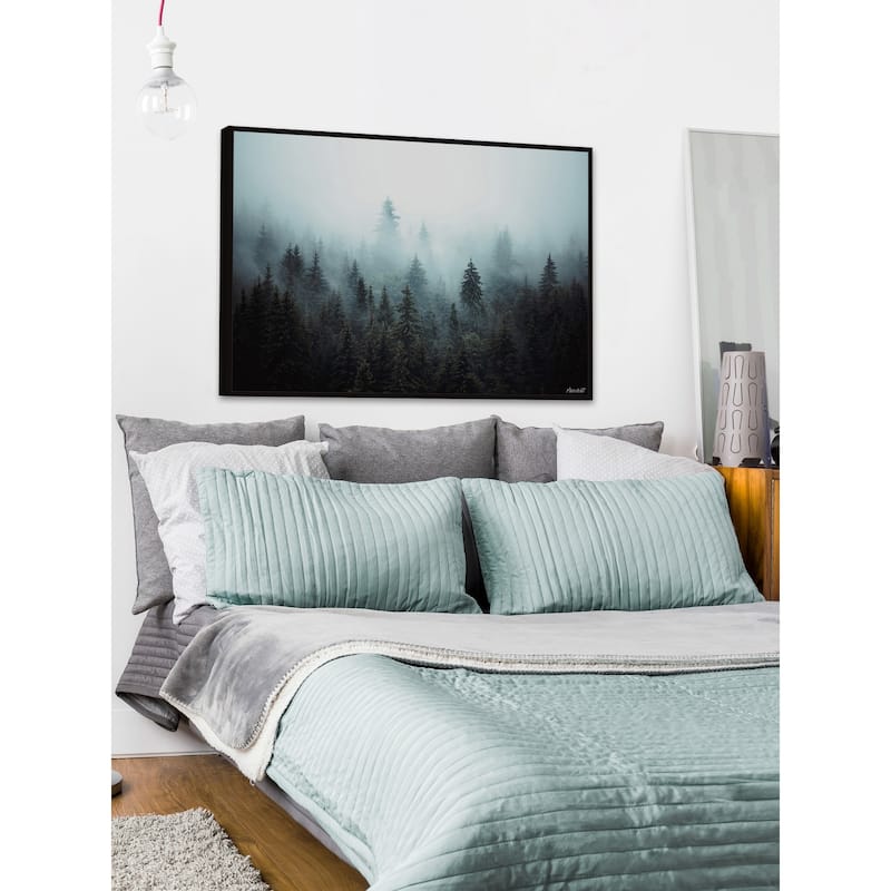 Foggy Pine Forest Floater Framed Print on Canvas