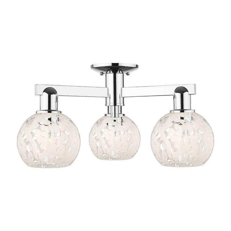 Innovations Lighting 716-3F-10-24 White Mouchette Semi-Flush White - Polished Chrome / White Mouchette