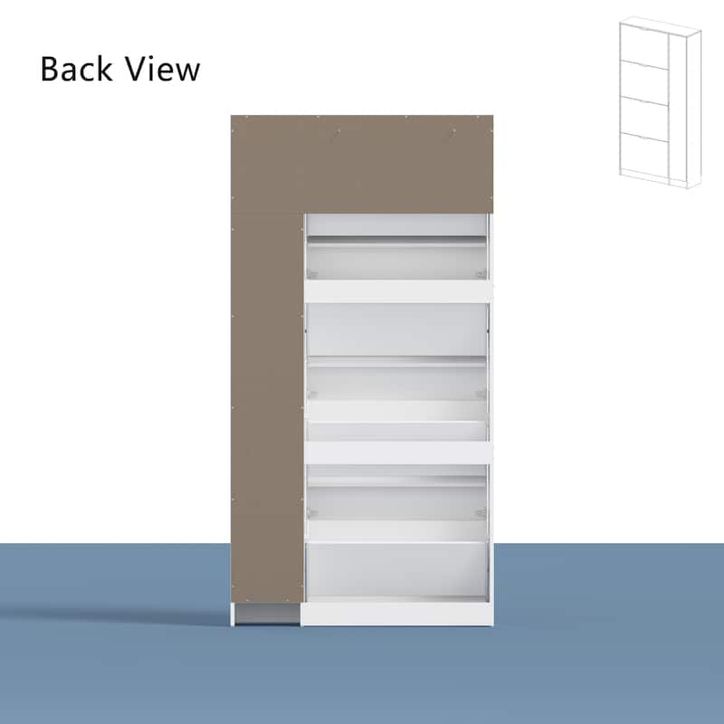 Shoe Cabinet Vertical Shoe Rack with Attached Mirror Compact Design - 31.5"X61.2"