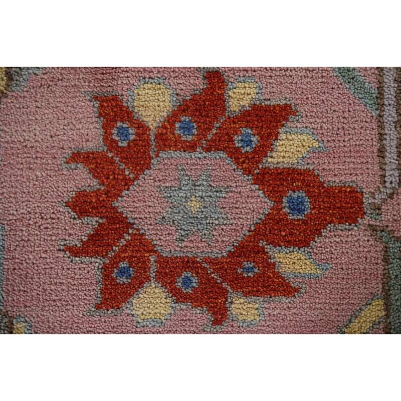 All-Over Pink Oushak Oriental Area Rug Handmade Wool Carpet - 8'1"x 9'11"