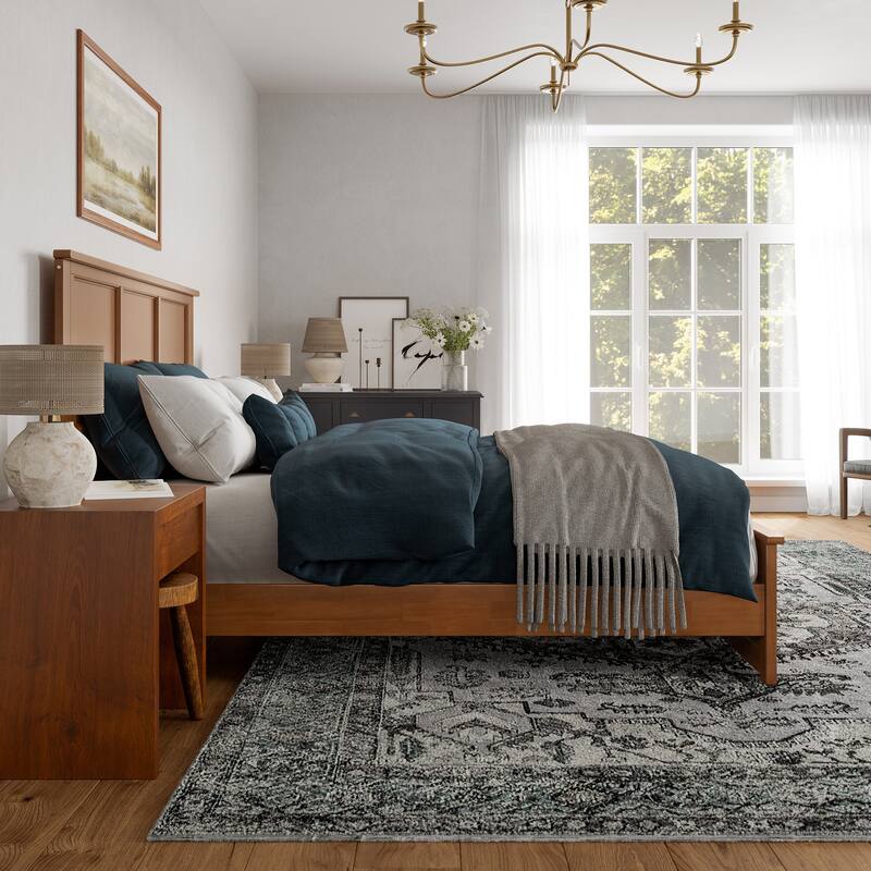 Charlotte Solid Wood Low Profile Platform Bed with Matching Footboard