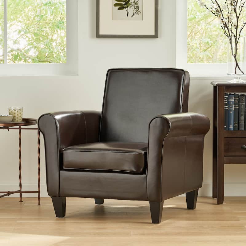 Freemont Brown Bonded Leather Club Chair by Christopher Knight Home - Brown