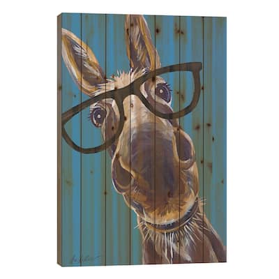 Donkey Snickers Glasses Print On Wood by Hippie Hound Studios - Multi-Color