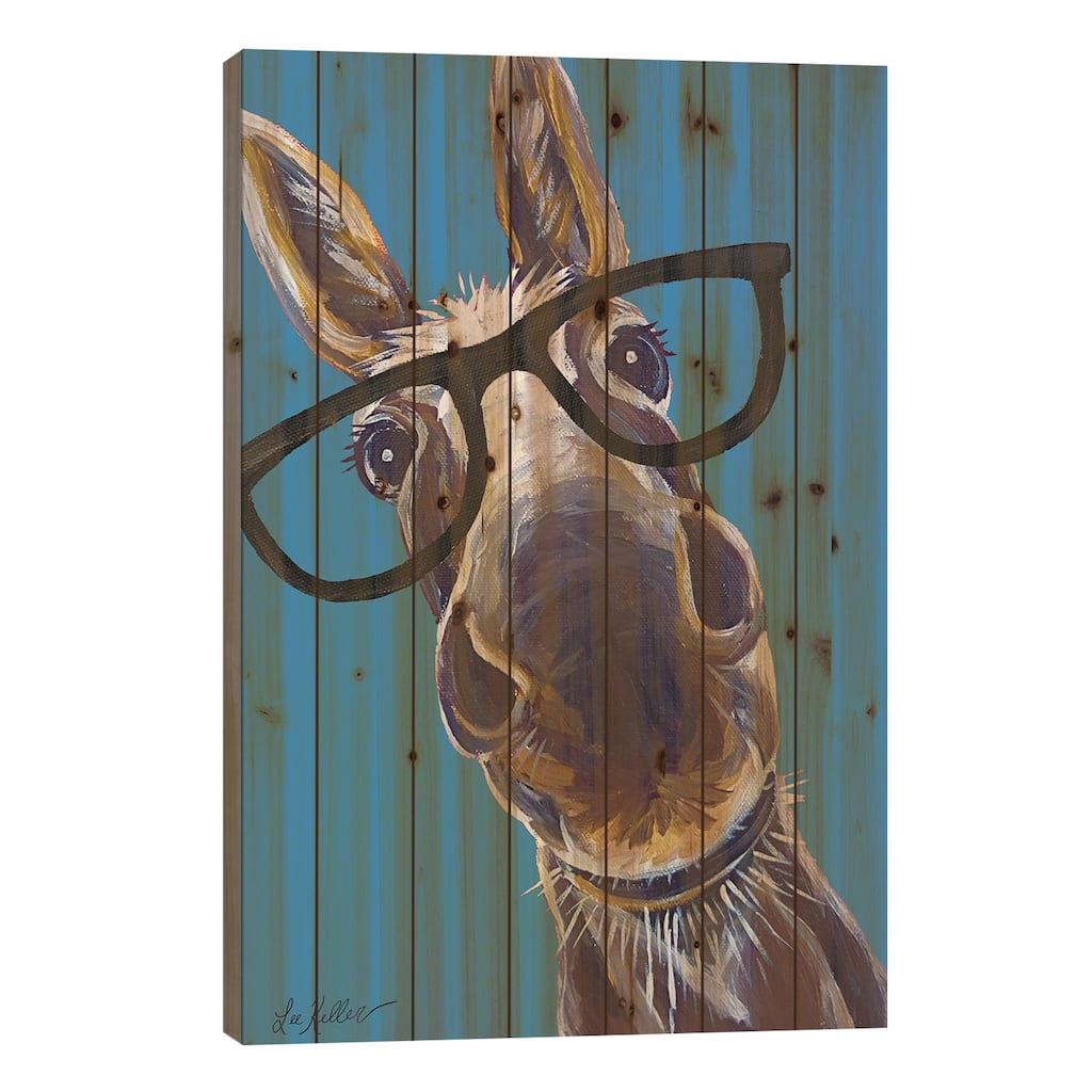Donkey Snickers Glasses Print On Wood by Hippie Hound Studios - Multi-Color