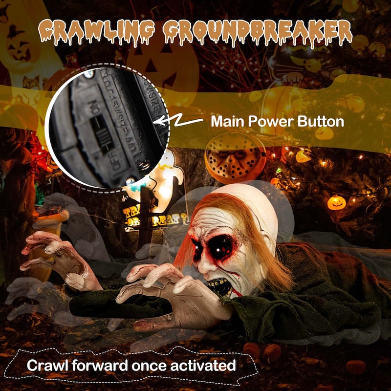 Costway Halloween Groundbreaker Voice Activated Climbing Zombie w/ - See Details