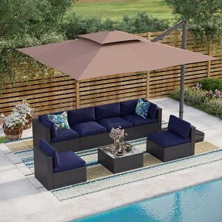 10-foot Aluminum Offset Cantilever Umbrella with 360-degree Rotation