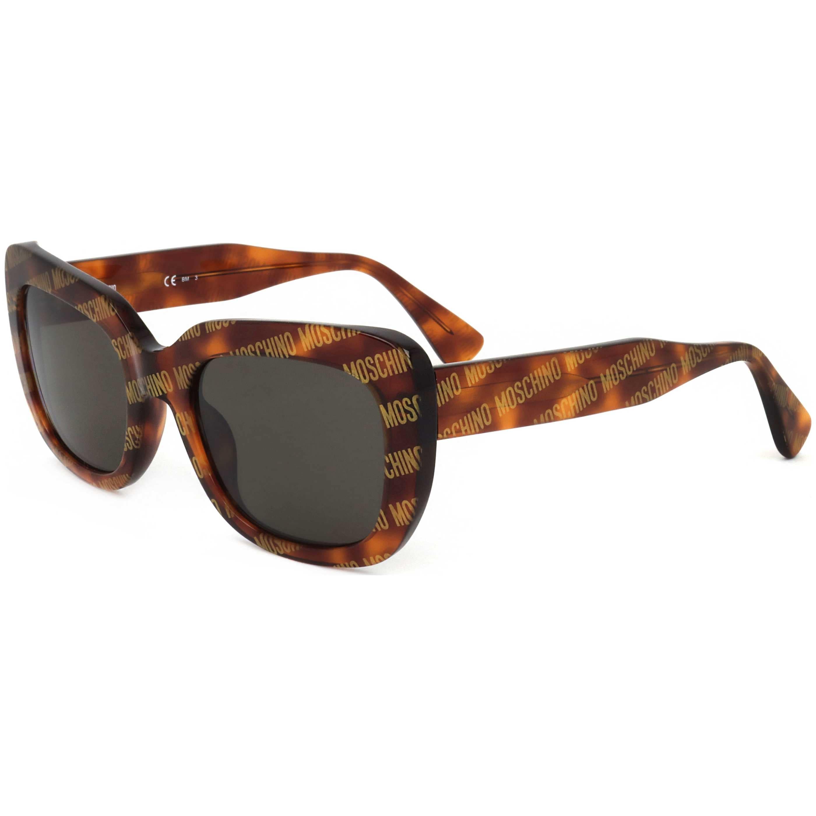 New! MOSCHINO- 55MM Geometric Sunglasses- HAVANA Moschino Brown Plastic Frame Sunglasses for Women for sale  main image 3