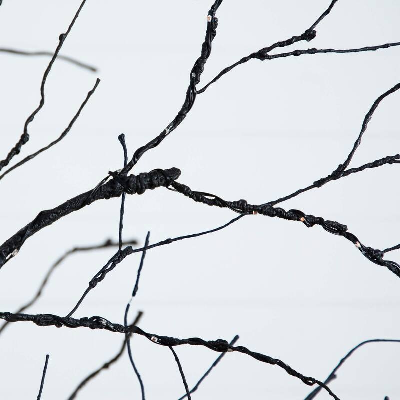 Pre-Lit Halloween Black Twig Artificial Tree - 8' - Multicolor LED Lights