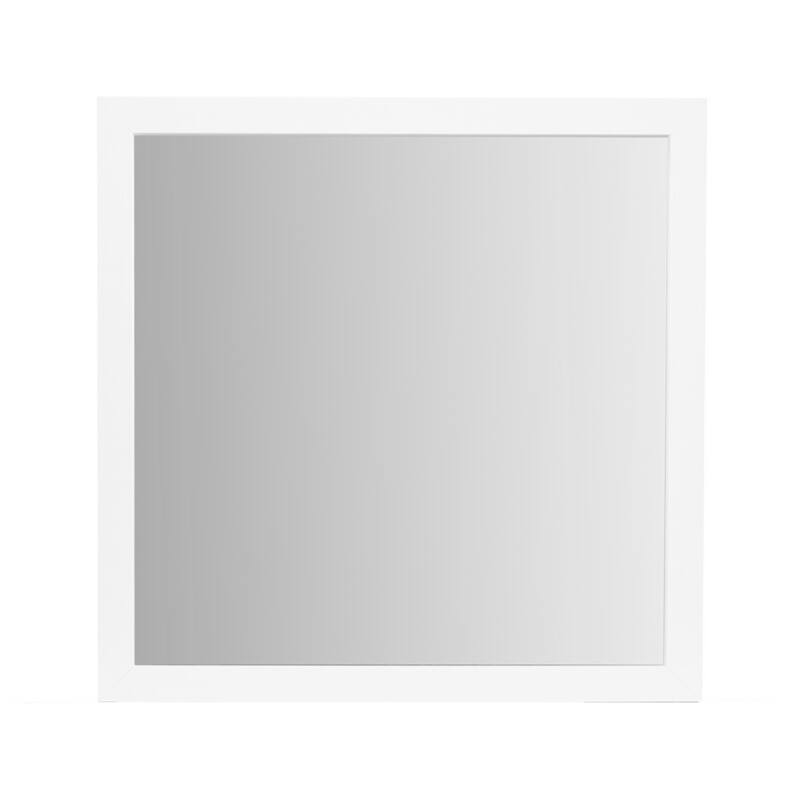 HomeRoots 40" White Wood Square Dresser Mount Framed Mirror - 39.56 in. x 39.56 in. x 0.18 in.