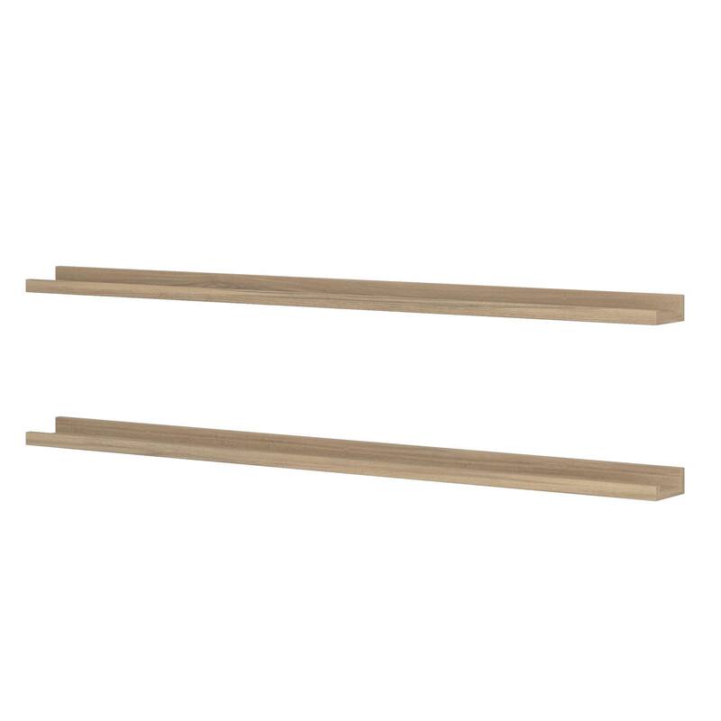 Picture Ledge Shelf 48 inch, Vinyl Display Shelf, Photo Display Shelf for Wall, Farmhouse Decor, Wall Mounted, Natural, 2 Pcs