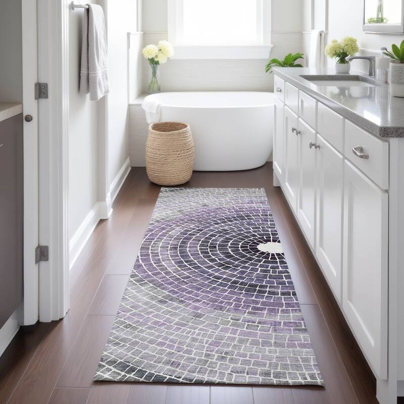 Machine Washable Indoor/ Outdoor Mosaic Rome Chantille Rug