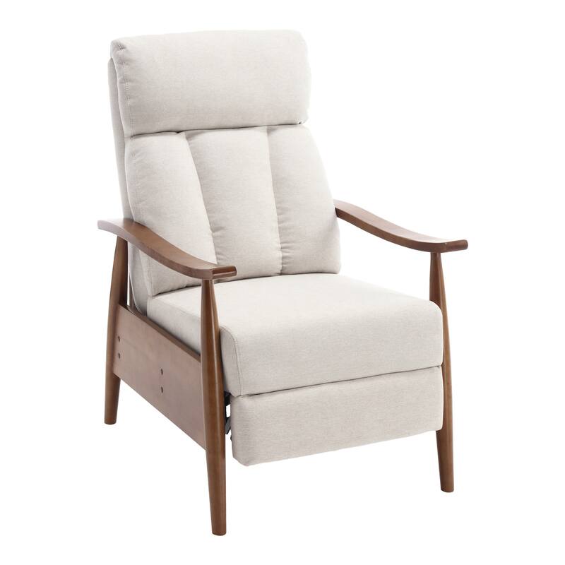 Beige Modern 26.38" Upholstered Adjustable Chaise Lounge Chair with Wood Frame for Living Room