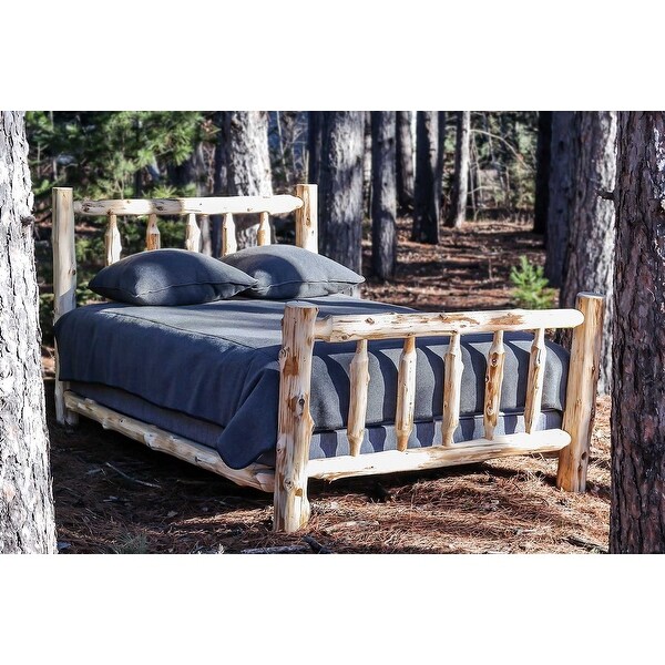Queen size log bed frame sales