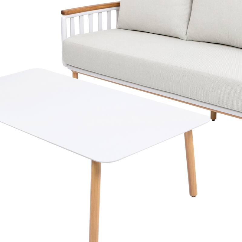 Rhodes Upholstered Teak & Aluminum Outdoor Patio Conversation Set