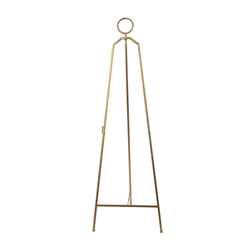 Metal Tall Adjustable Minimalistic Tabletop Display 3 Tier Easel with Circular Ring Top - Gold - Roche River Decor