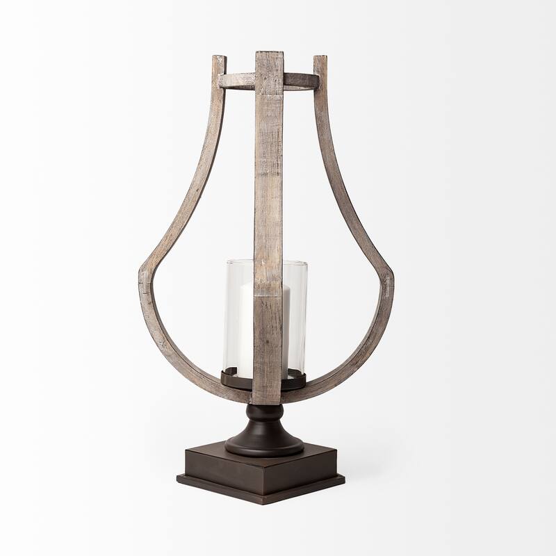 Brillion Large Rustic Wood/Metal Table Candle Holder