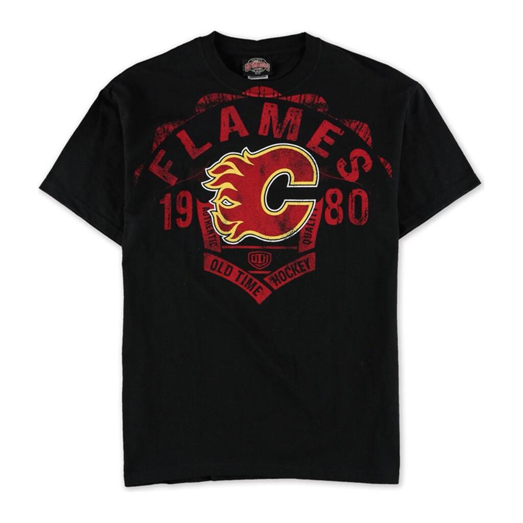 Old Time Hockey Mens Calagry Flames Graphic T-Shirt,, Black, Medium