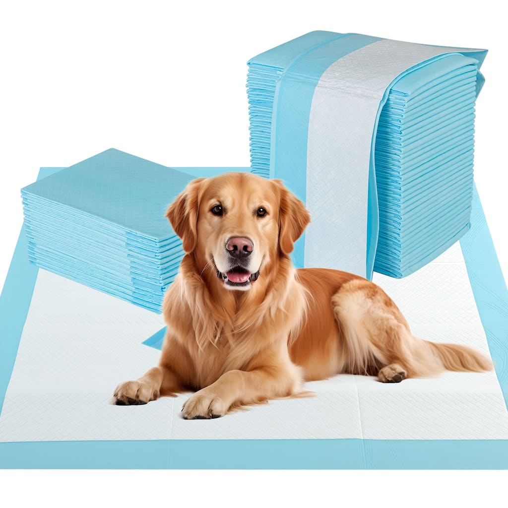 Gymax 36''x 36''(100 Counts) Dog Potty Training Pads Puppy Pee Pads w/ - 100 Counts Blue, White