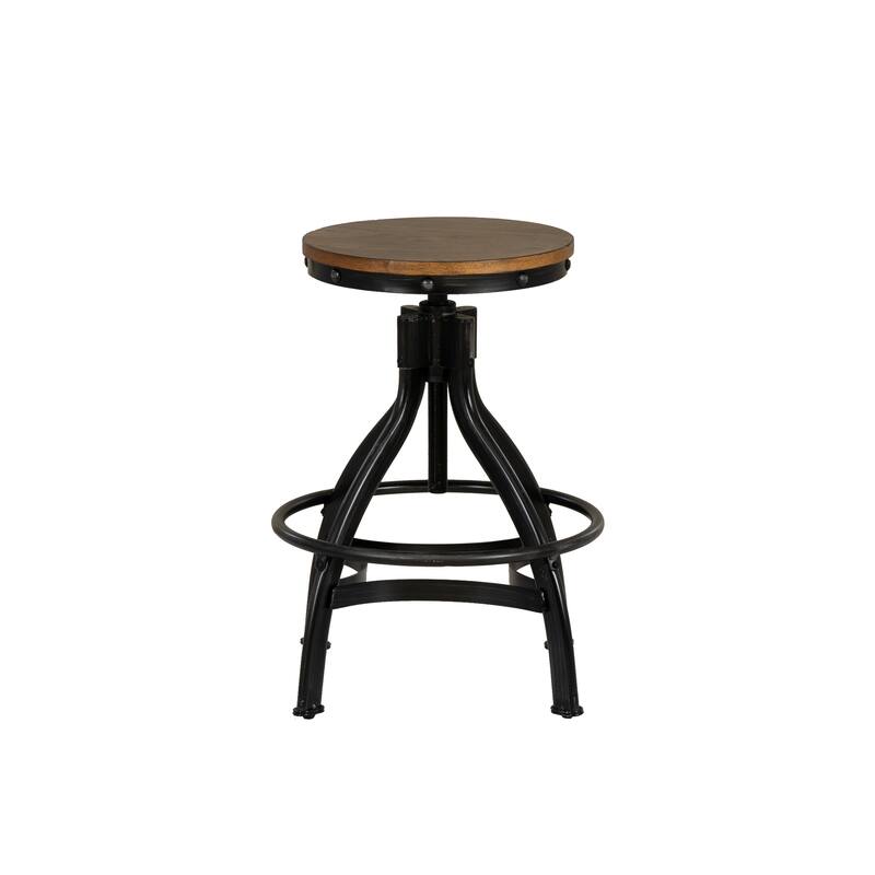 Linon Caverly Steel/Wood Industrial 5-Piece Adjustable Round Bar Stool Set