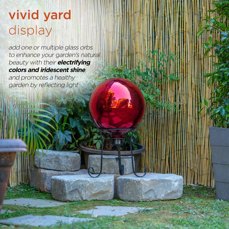 Alpine Corporation 10" Diameter Indoor/Outdoor Glass Gazing Globe Yard Decoration, Red