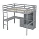 preview thumbnail 11 of 24, Full Size Loft Wood Bed with Desk