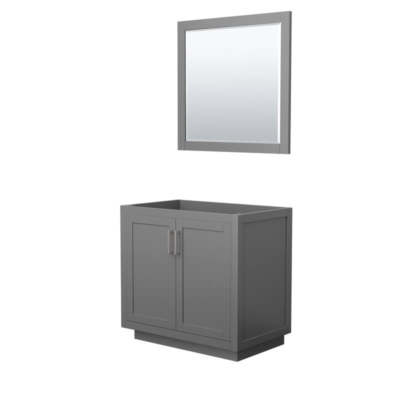 Wyndham Collection Miranda 36" Single Free Standing Vanity Cabinet - - Dark Gray / Brushed Nickel Hardware
