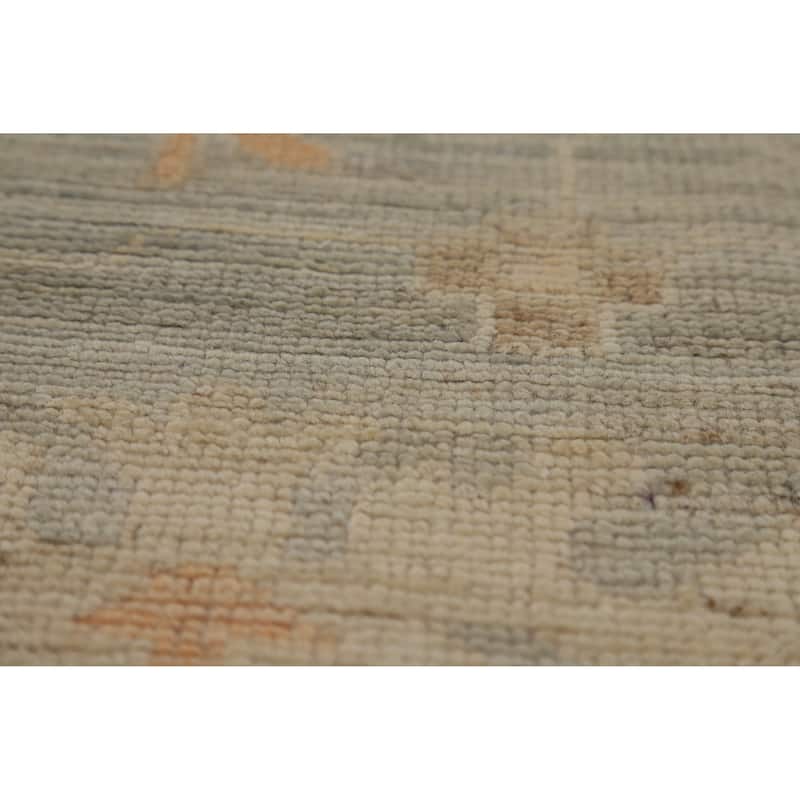 Hand Knotted Oriental 100% Wool Carpet Transitional All-Over Navy Blue & Blues Oushak Area Rug - 11' 10'' X 9' 0''