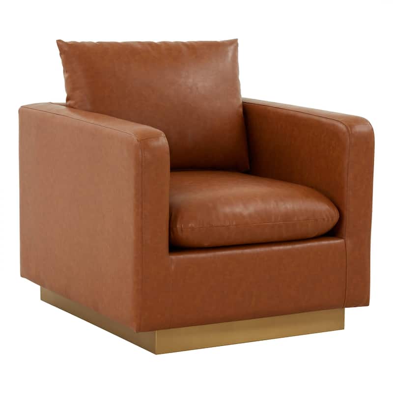 LeisureMod Nervo Modern Leather Accent Arm Chair With Gold Base - 32.75
