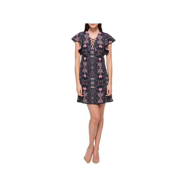 Jessica Simpson Womens Casual Dress Floral Print Lace-Up