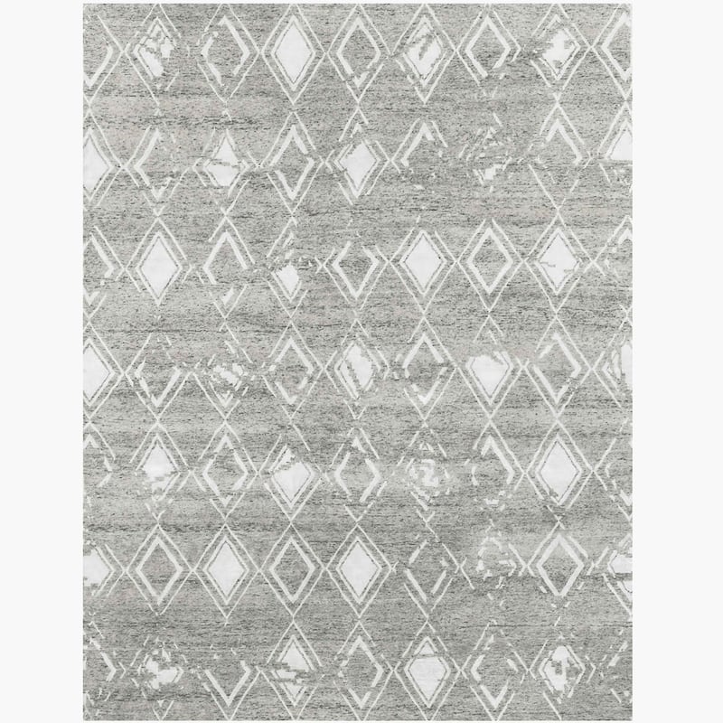 Ben Soleimani Borrado New Zealand Wool and Viscose Hand-Knotted Rug - 6' x 9' - silver