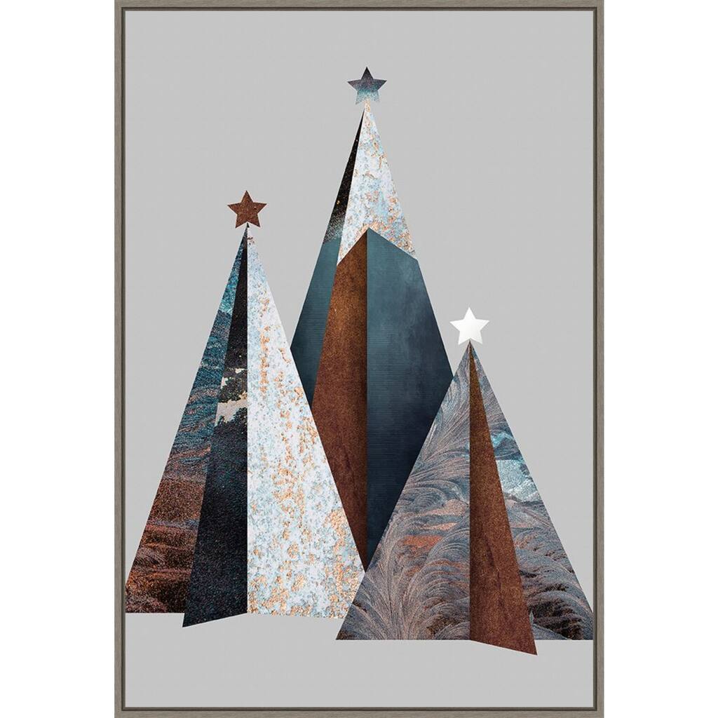 Three Christmas Trees by Design Fabrikken Framed Canvas Wall Art Print