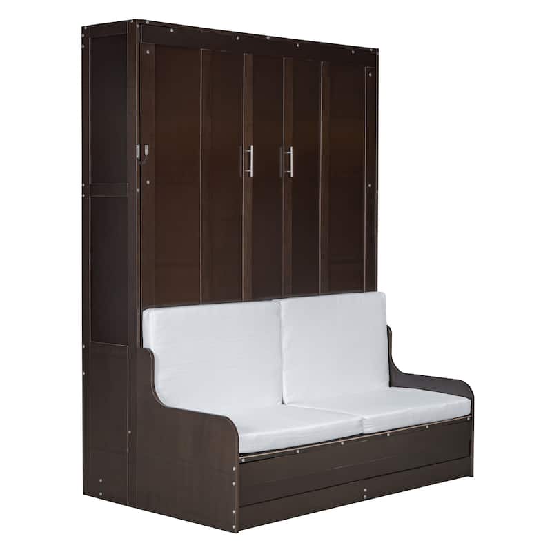 Queen Size Murphy Wall Bed with Foldable Cushion & Space-Saving Design